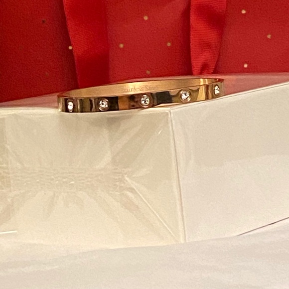 Stainless Steel Rose Gold Bracelet with Crystals - Picture 3 of 3